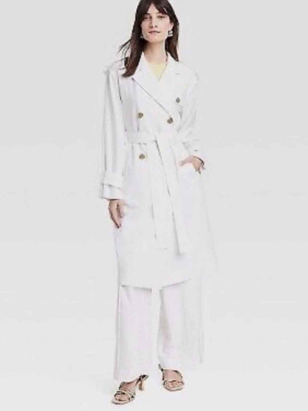 NWT A New Day White Linen Trench Coat